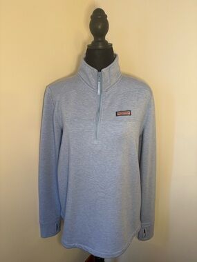 Vineyard Vines Light Blue Women's Quarter-Zip V-Neck Sweater